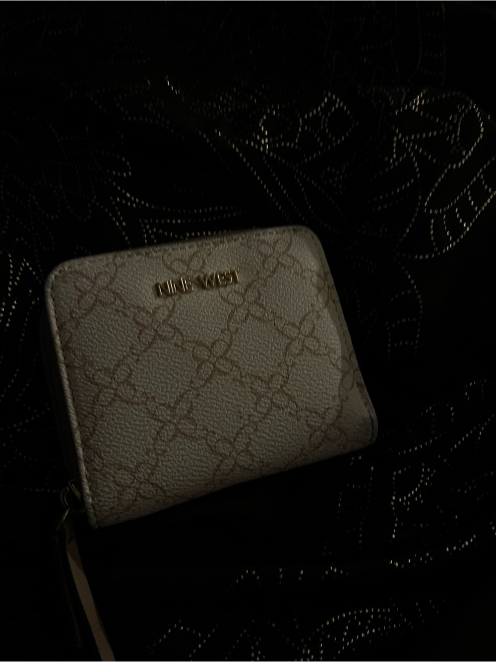 Nine West Light Beige Monogram Zip-Around Wallet